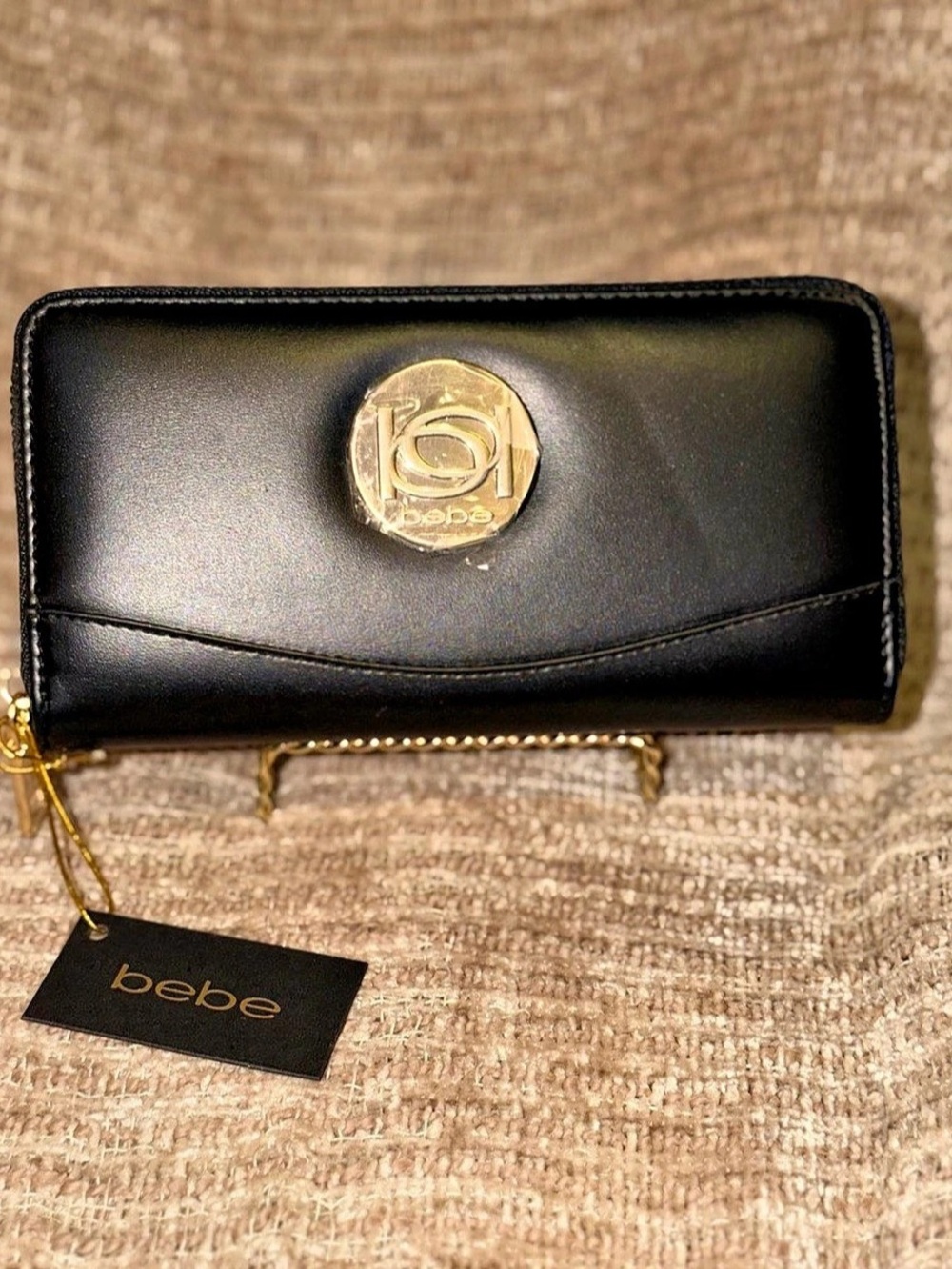 bebe Melendyz Zip Around Wallet Black
